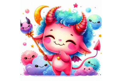 A bundle of 03  Cute and colorful cartoon demon