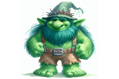 A bundle of  cartoon of a troll who is green and