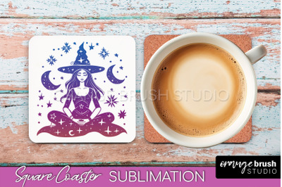 Boho Mystical Square Coaster PNG - Celestial Sublimation