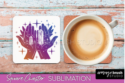 Boho Mystical Square Coaster PNG - Celestial Sublimation