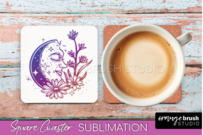 Boho Mystical Square Coaster PNG - Celestial Sublimation