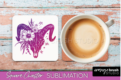 Boho Mystical Square Coaster PNG - Celestial Sublimation