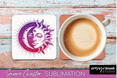 Boho Mystical Square Coaster PNG - Celestial Sublimation