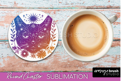 Celestial Coaster Sublimation, Boho Mystical Round Coaster