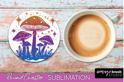 Celestial Coaster Sublimation, Boho Mystical Round Coaster