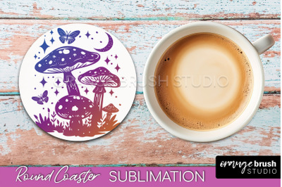 Celestial Coaster Sublimation, Boho Mystical Round Coaster