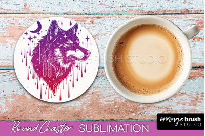 Celestial Coaster Sublimation, Boho Mystical Round Coaster