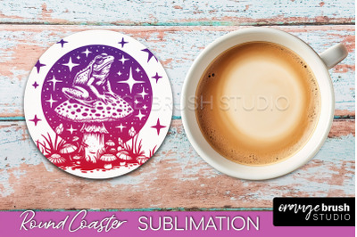 Celestial Coaster Sublimation, Boho Mystical Round Coaster