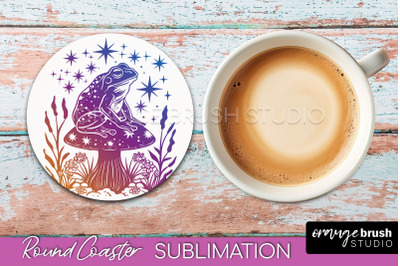 Celestial Coaster Sublimation, Boho Mystical Round Coaster