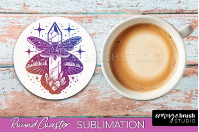 Celestial Coaster Sublimation, Boho Mystical Round Coaster