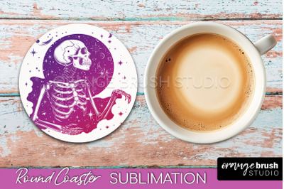 Celestial Coaster Sublimation, Boho Mystical Round Coaster