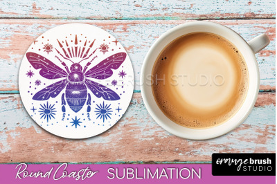 Celestial Coaster Sublimation, Boho Mystical Round Coaster