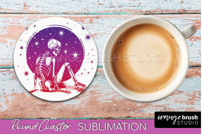 Celestial Coaster Sublimation, Boho Mystical Round Coaster