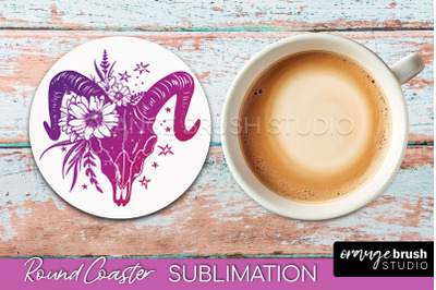 Celestial Coaster Sublimation, Boho Mystical Round Coaster