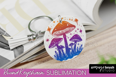 Boho Mystical Keychain PNG - Celestial Round Keychain