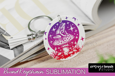 Boho Mystical Keychain PNG - Celestial Round Keychain