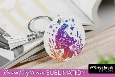 Boho Mystical Keychain PNG - Celestial Round Keychain