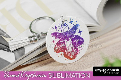 Boho Mystical Keychain PNG - Celestial Round Keychain