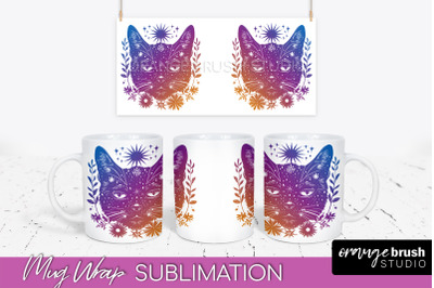 Celestial Mug Wrap PNG, Boho Mystical Coffee Mug Sublimation