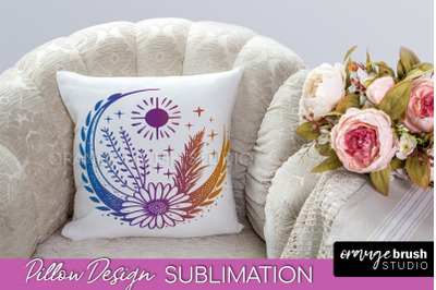 Boho Mystical Pillow Cover, Celestial Pillow Sublimation