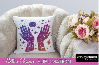 Boho Mystical Pillow Cover, Celestial Pillow Sublimation