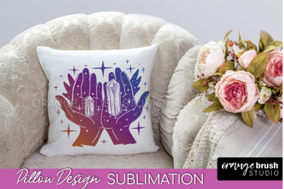 Boho Mystical Pillow Cover, Celestial Pillow Sublimation