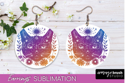 Boho Mystical Round Earrings Sublimation, Celestial Earrings