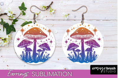 Boho Mystical Round Earrings Sublimation, Celestial Earrings