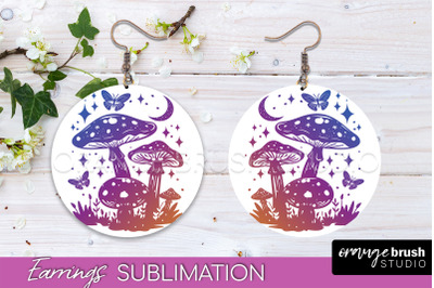 Boho Mystical Round Earrings Sublimation, Celestial Earrings