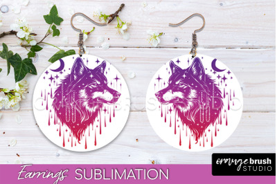 Boho Mystical Round Earrings Sublimation, Celestial Earrings