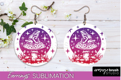 Boho Mystical Round Earrings Sublimation, Celestial Earrings