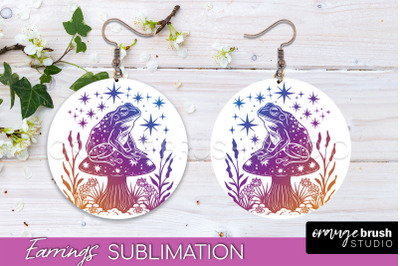 Boho Mystical Round Earrings Sublimation, Celestial Earrings