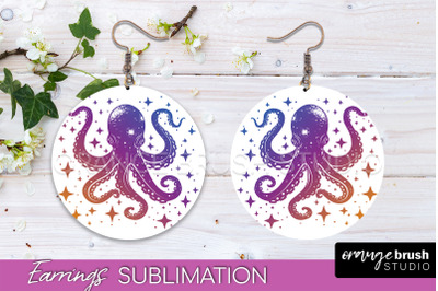 Boho Mystical Round Earrings Sublimation, Celestial Earrings