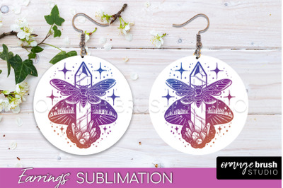 Boho Mystical Round Earrings Sublimation, Celestial Earrings