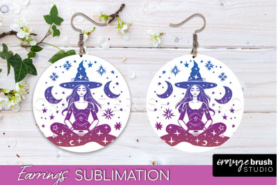 Boho Mystical Round Earrings Sublimation, Celestial Earrings