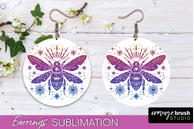 Boho Mystical Round Earrings Sublimation, Celestial Earrings