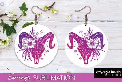 Boho Mystical Round Earrings Sublimation, Celestial Earrings