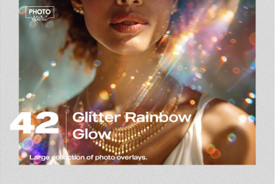 Glitter Rainbow Glow Effect Photo Overlays