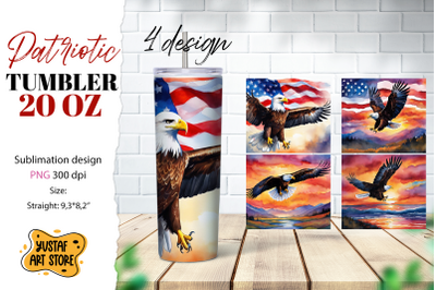 Patriotic tumbler. American eagle in nature 4 design