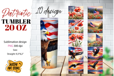 Patriotic tumbler sublimation bundle.American flag 10 design