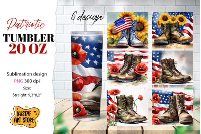 Patriotic tumbler bundle. Military Boots and American Flag