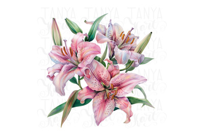 Lily PNG Digital Image, Flower Graphics &amp; Downloadable Print