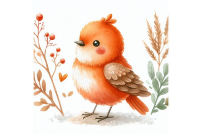 A bundle of 4 a cute cartoon bird standing