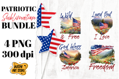 Patriotic sublimation. Watercolor American flag 4 design