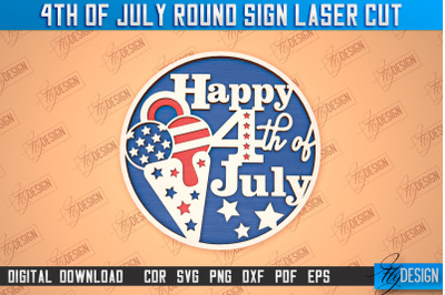 4th of July Round Sign | Patriotic Round Sign | Decorative Sign