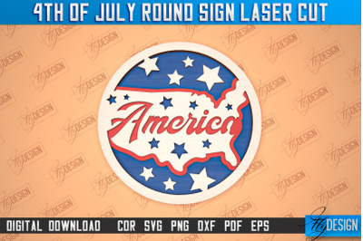 4th of July Round Sign | Patriotic Round Sign | Decorative Sign