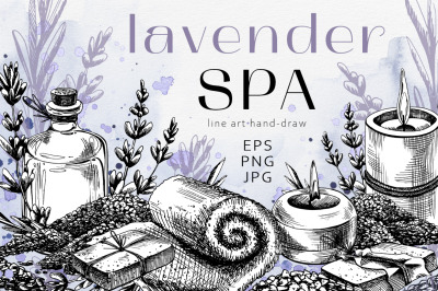 SPA lavender graphic line clip-art