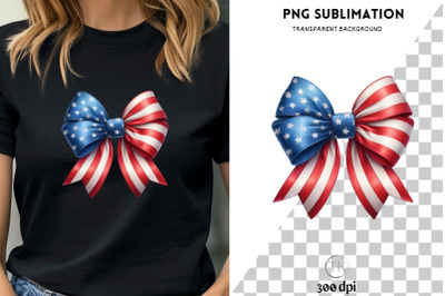 America Patriotic Bow, USA PNG, 4th of July Instant Download