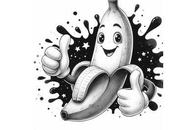 A bundle of Cartoon banana giving thumbs up