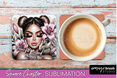 Affirmation Coaster Sublimation - Square Coaster PNG Design